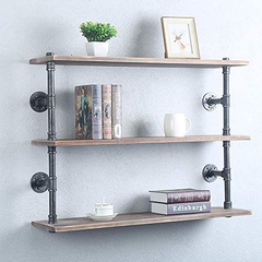 Estantería Flotante De Madera Y Metal De 3 Niveles, Marrón - tienda online