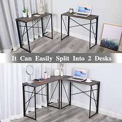 Escritorio Plegable De Metal Negro Y Madera Marrón 2 Piezas - tienda online