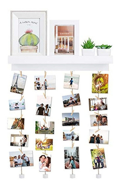 Estantería Flotante De Madera Color Blanco Con 24 Clips.