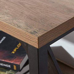 Imagen de Mesa Auxiliar De Madera Marrón Y Metal Negro De 53.9 In