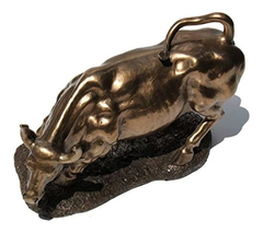 Pulgadas Figura Réplica Wall Street Bull Hued Bronce Pulido