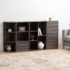 Estantería Esquinera De Madera Color Gris Oscuro/3 Niveles. - tienda online