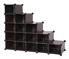 Organizador De Zapatos Modular De Plástico Marrón/15 Cubos.