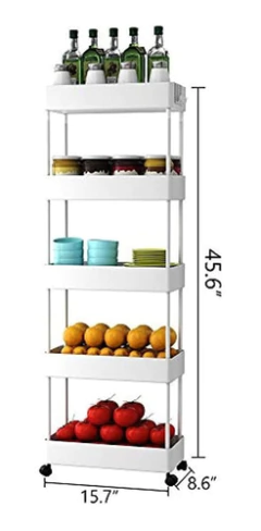 Estantería Móvil De Plástico Color Blanco De 5 Niveles. - comprar online