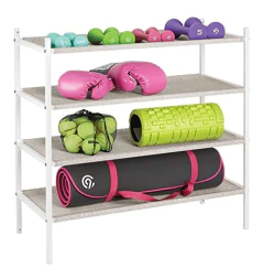 Imagen de Organizador De Zapatos,metal Blanco,tela Gris 4 Niveles