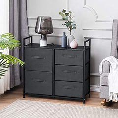 Cómoda De Acero Y Mdf Color Negro Con 5 Cajones. - Danielle's Store