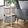 Mesa Auxiliar De Madera Y Acero, Color Blanco/2 Niveles