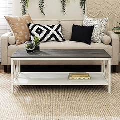 Mesa De Centro Con 2 Niveles De Madera Color Blanco. - Danielle's Store