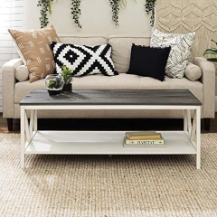 Mesa De Centro Con 2 Niveles De Madera Color Blanco. - Danielle's Store
