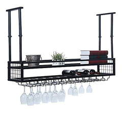 Estantería De Techo Para Botellas De Vino,metal Color Negro. - comprar online
