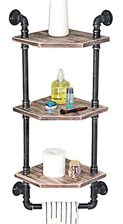 Estantería De Acero Y Madera Color Negro Y Marrón/3 Niveles.