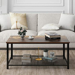 Mesa De Centro De Metal Y Madera Color Negro Y Marrón. - Danielle's Store