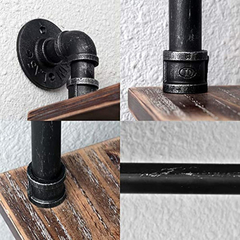 Estantería De Acero Y Madera Color Negro Y Marrón/3 Niveles. - tienda online