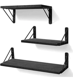 Estantería Flotante Multifuncional De Madera Color Negro.