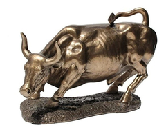 Pulgadas Figura Réplica Wall Street Bull Hued Bronce Pulido