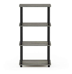 Estanteria Multiusos De Pvc Negro Y Madera Gris De 4 Niveles en internet