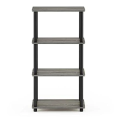 Estanteria Multiusos De Pvc Negro Y Madera Gris De 4 Niveles en internet