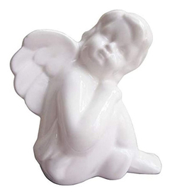 Figura Decorativa De Ángel Con Alas De Querubín De Porcelana