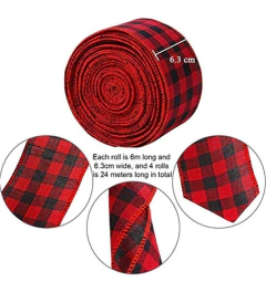 Cinta De Arpillera A Cuadros Rojos Y Negros, Decoración - comprar online