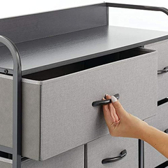 Imagen de Cómoda De Metal Color Negro Con 7 Cajones De Tela Color Gris