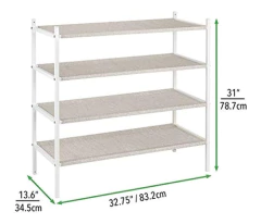 Organizador De Zapatos,metal Blanco,tela Gris 4 Niveles - tienda online