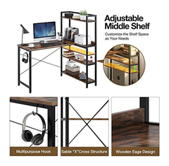 Escritorio De Metal Y Madera Color Negro De 47 In/4 Niveles. - tienda online