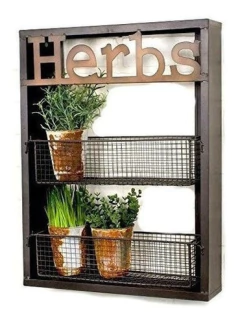 Metal Country Herbs Estante De Pared Maceta