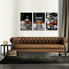 Lienzo Decorativo Para Pared, Diseño De Whisky De Cigarro - comprar online