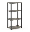 Estanteria Multiusos De Pvc Negro Y Madera Gris De 4 Niveles
