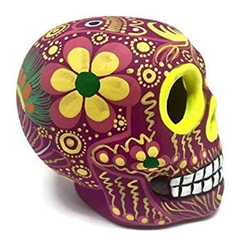 Cerámica Pintada A Mano, De Calavera Del Dia De Los Muertos - Danielle's Store