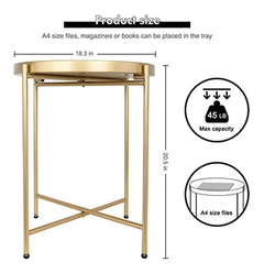 Mesa Auxiliar Plegable De Metal Color Dorado. - comprar online