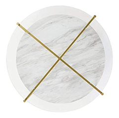 Mesa De Centro De Cristal Con Estante De Mármol Blanco. - Danielle's Store
