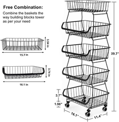 Cesta De Almacenamiento Para Verduras Y Frutas, Multinivel, - comprar online