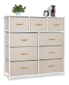 Cómoda De Metal Blanco Con 7 Cajones De Tela Color Beige.