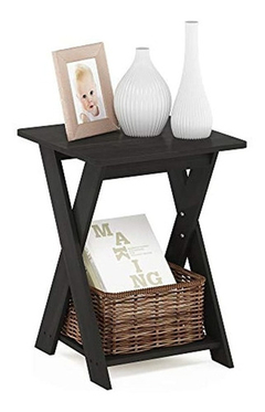 Mesa Auxiliar De Madera Color Negro, 2 Niveles - Danielle's Store