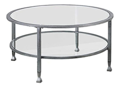 Mesa De Centro Redonda De Metal Y Cristal, 2 Niveles - comprar online