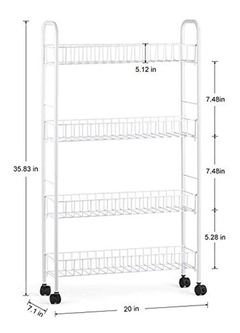 Estantería Rodante 4 Niveles De Metal Blanco, Rzchome - Danielle's Store