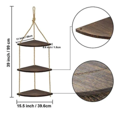 Estantería Esquinera De Madera Color Marrón De 3 Niveles. - tienda online