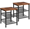 Mesa De Noche Con Estantes De Metal Y Madera,color Negro.