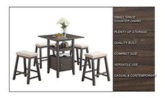 Juego De Comedor Y Con Taburetes De Madera Color Marrón - tienda online