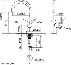 Imagen de Wowow Grifo De Cocina De Un Solo Mango De Acero Inoxidable