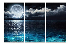 Kalawa 3 Lienzos Con Diseño De Luna Reflejada En El Mar - comprar online