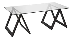 Mesa De Centro De Vidrio Templado Y Acero Color Negro. en internet