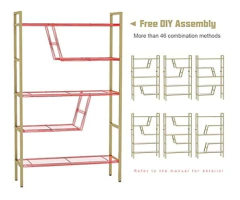 Estantería De 5 Niveles De Madera Y Metal, Color Dorado - comprar en línea