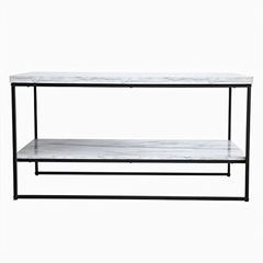 Mesa De Centro Y Auxiliar De Mármol Color Blanco/2 Niveles. - comprar online