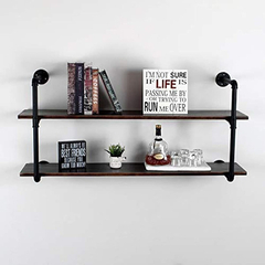 Estantería De Metal Y Madera Color Negro/2 Niveles. - comprar online