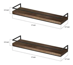 Imagen de Estantería Flotante De Madera Color Marrón Y Negro/2 Piezas.