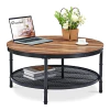 Mesa De Centro Redonda De 35.8 In De Metal Y Madera/negro.