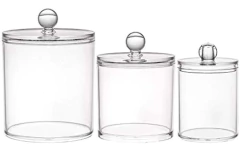Soporte De Almohadilla, Qtip Tarro Transparente Baño