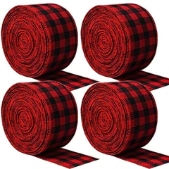 Cinta De Arpillera A Cuadros Rojos Y Negros, Decoración